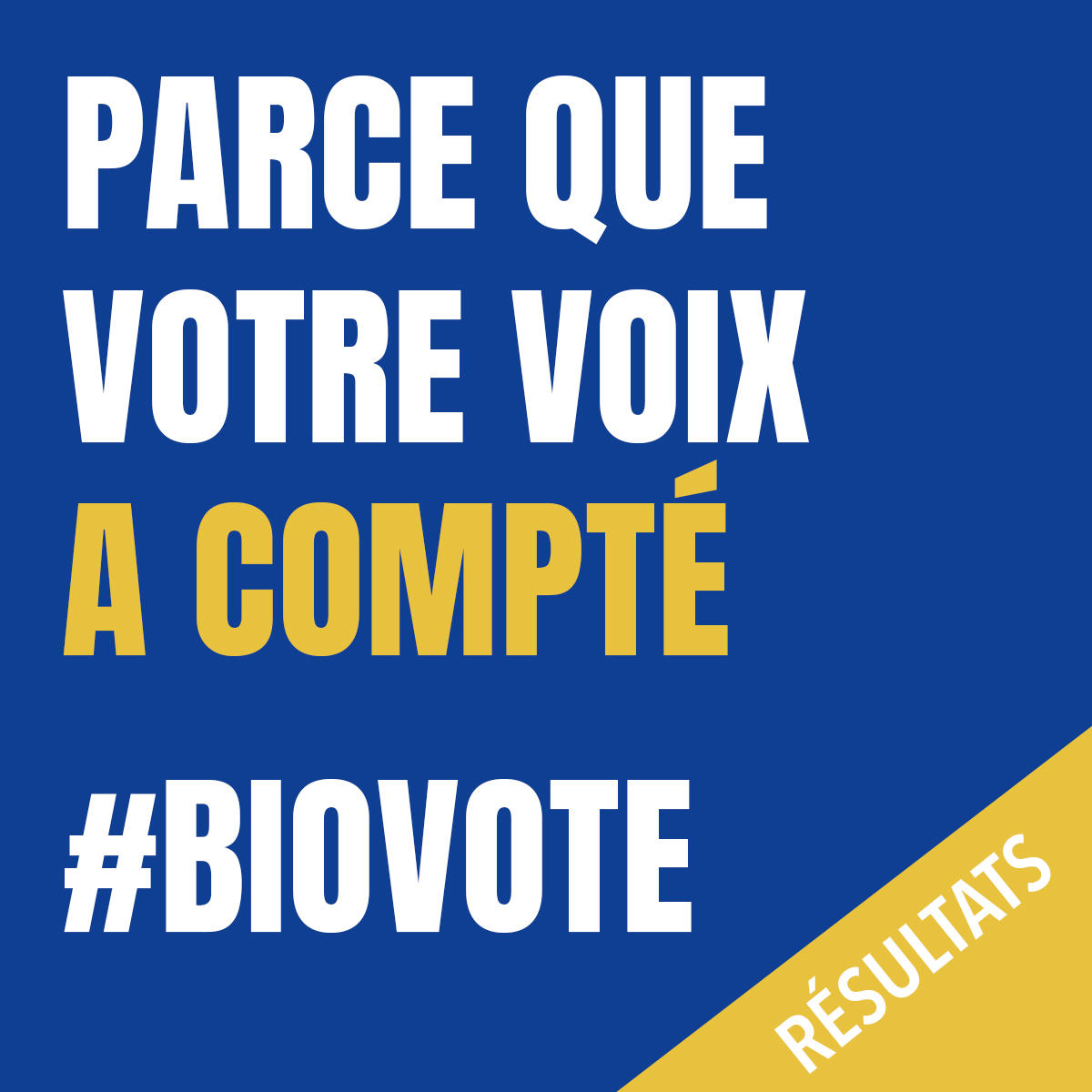 Parce que votre voix a compté : résultats du Biovote