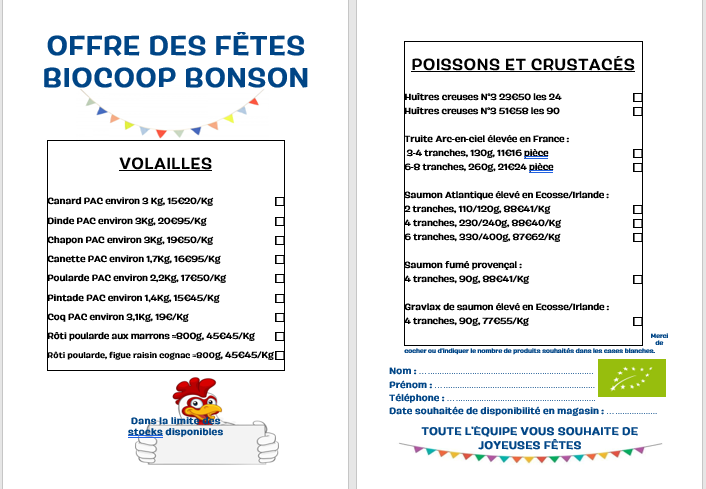 Carte traiteur pour les fêtes de fin d'année 2021 Carte traiteur pour les fêtes de fin d'année 2021